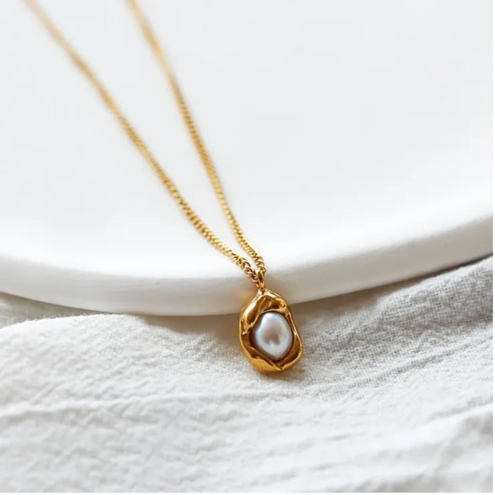 Dagne Dover Gold and White Minimalist Necklace